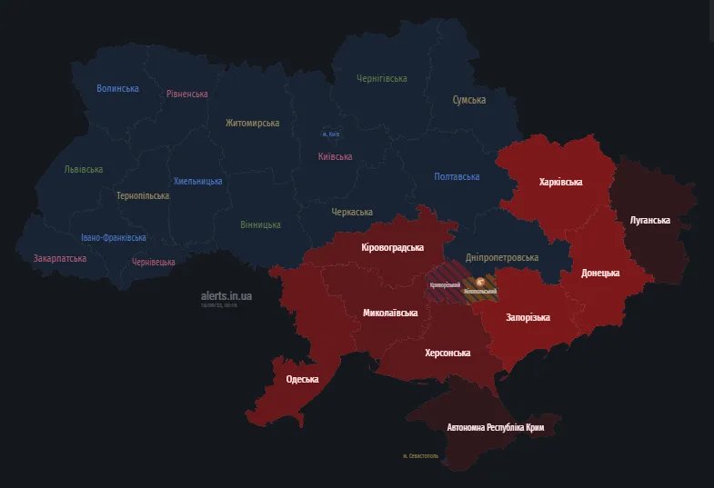 Карта тривог в Україні