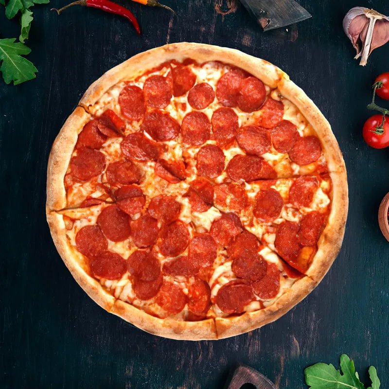 В США продажа пиццы Пеперони составляют 30% от всего объема продаж пиццы