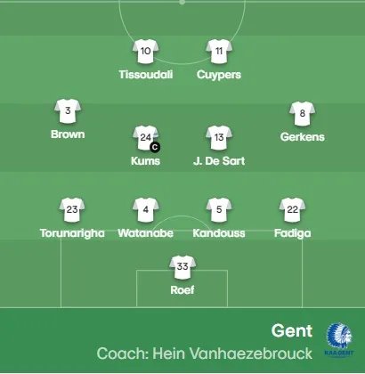 Гент, похоже, будет играть в классические 4-4-2