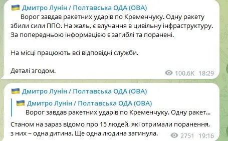 Ракетный обстрел Кременчуга: есть погибшие и много раненых 1