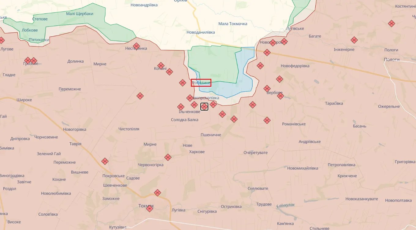 Роботине на карті DeepState
