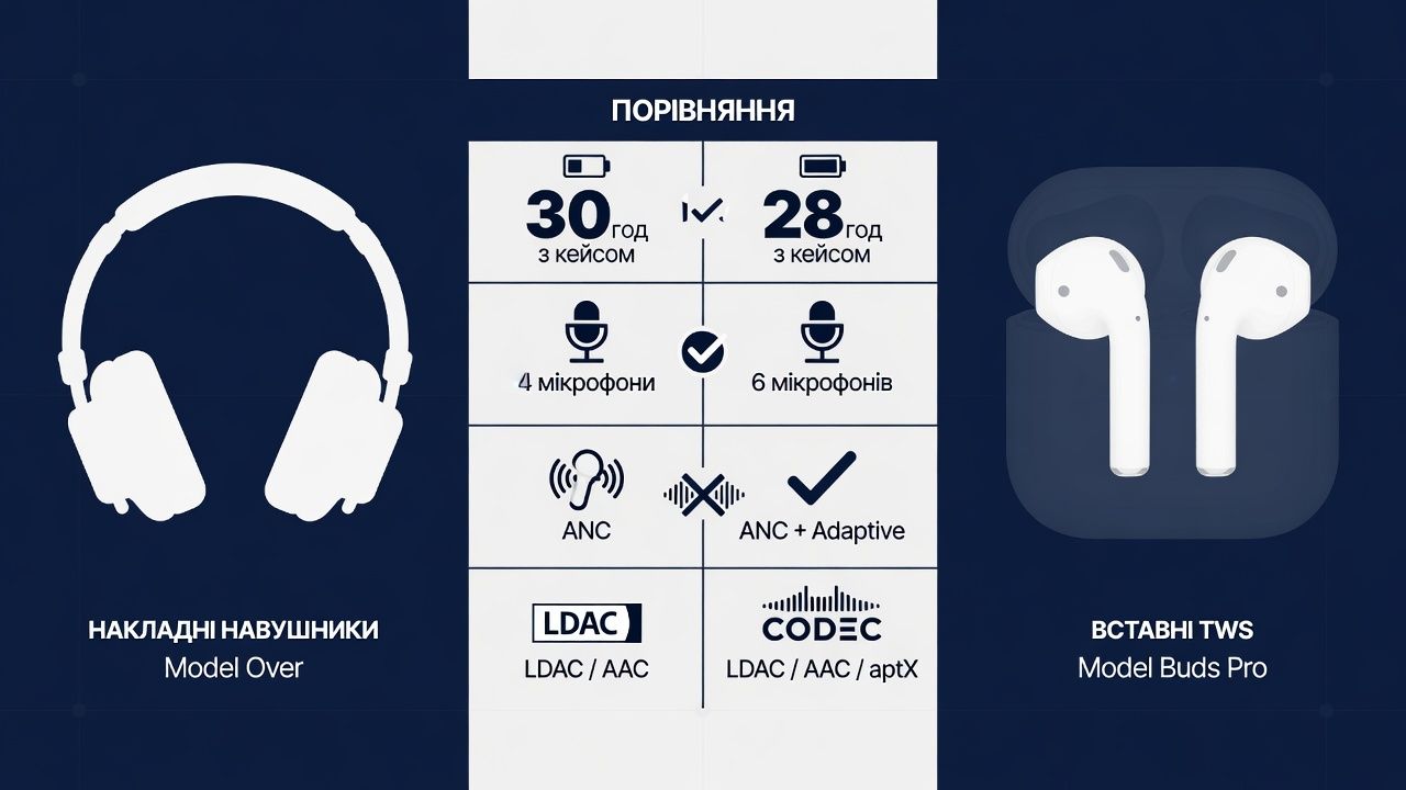 порівняння типів навушників