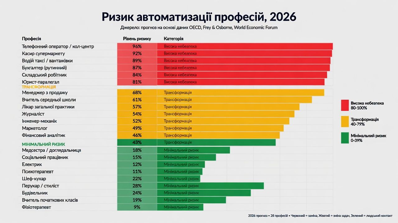 риск автоматизации профессий