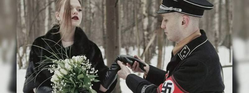 Днепр взорвали фотографии "полицейского" в нацистской форме