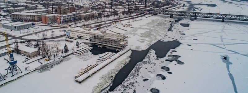 Как выглядит речной порт Днепра с высоты