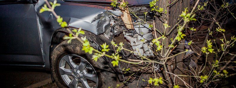 В Днепре пьяный водитель врезался в дерево и пытался напасть на патрульных