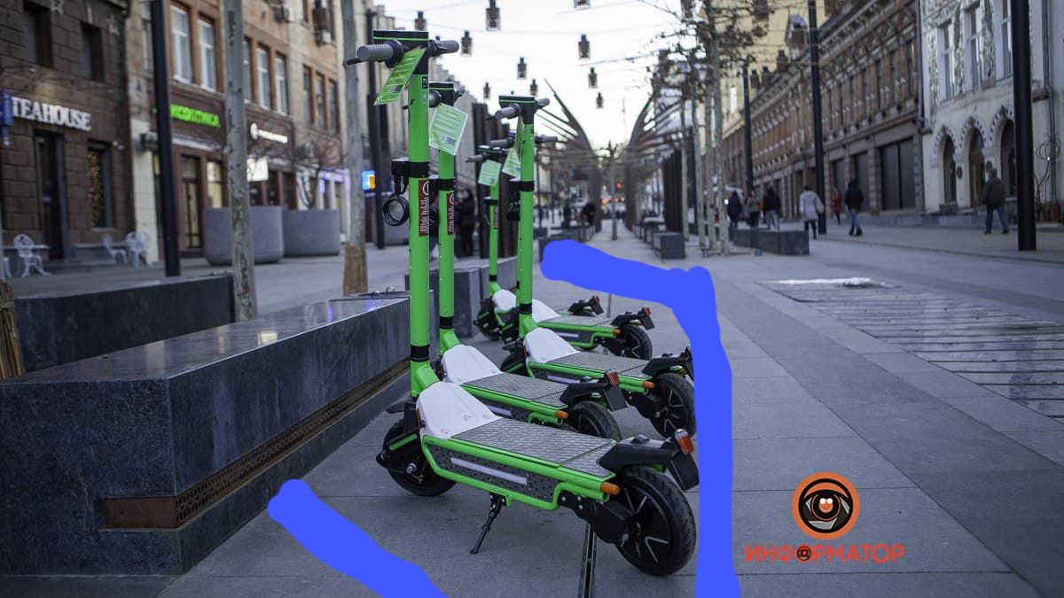 В Днепре будут штрафовать за неправильную парковку самокатов