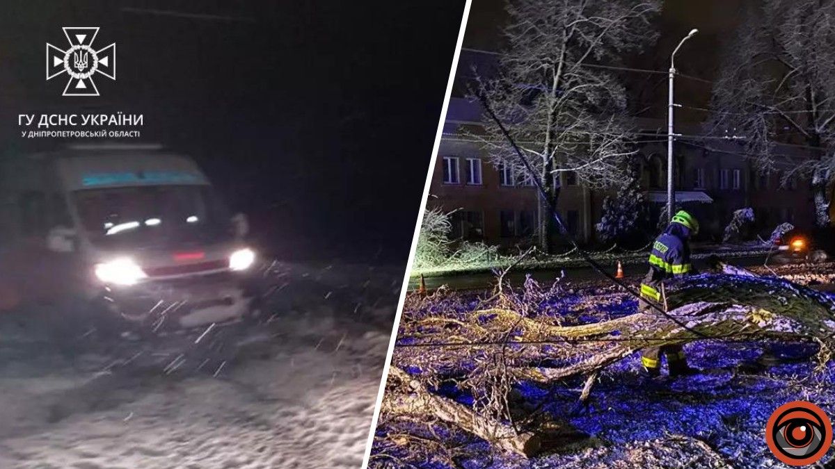 Поваленные деревья и “скорая” в грязи: последствия непогоды в Днепропетровской области