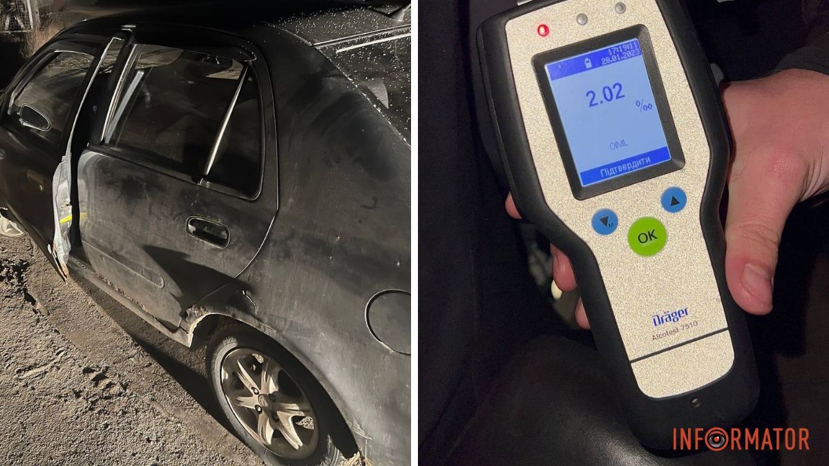 В Днепре на Макарова нетрезвый водитель на Geely врезался в столб