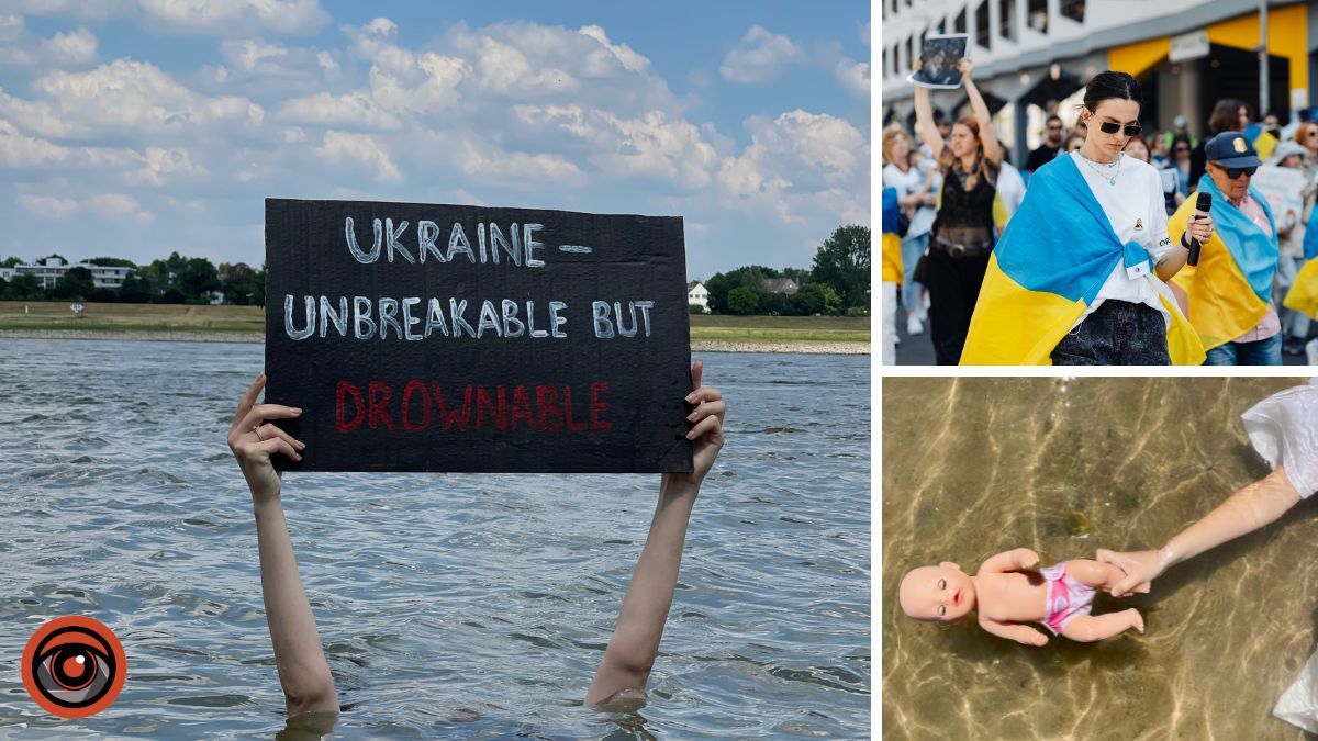 Дівчина з Дніпра взяла участь у перформансі на воді в Німеччині, присвяченому теракту на Каховській ГЕС