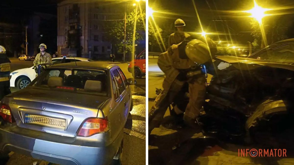 В Днепре на Слобожанском проспекте столкнулись Daewoo и Ford: одного из водителей госпитализировали