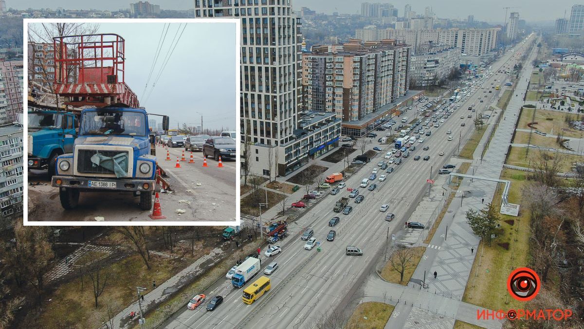 У Дніпрі на Набережній Перемоги вантажівка зачепила автовишку, двоє людей впали з висоти: вирок суду