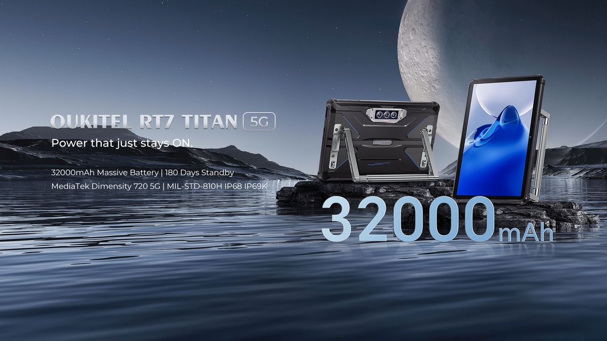Oukitel представил первый в мире 32000mAh 5G защищенный планшет: RT7 Titan