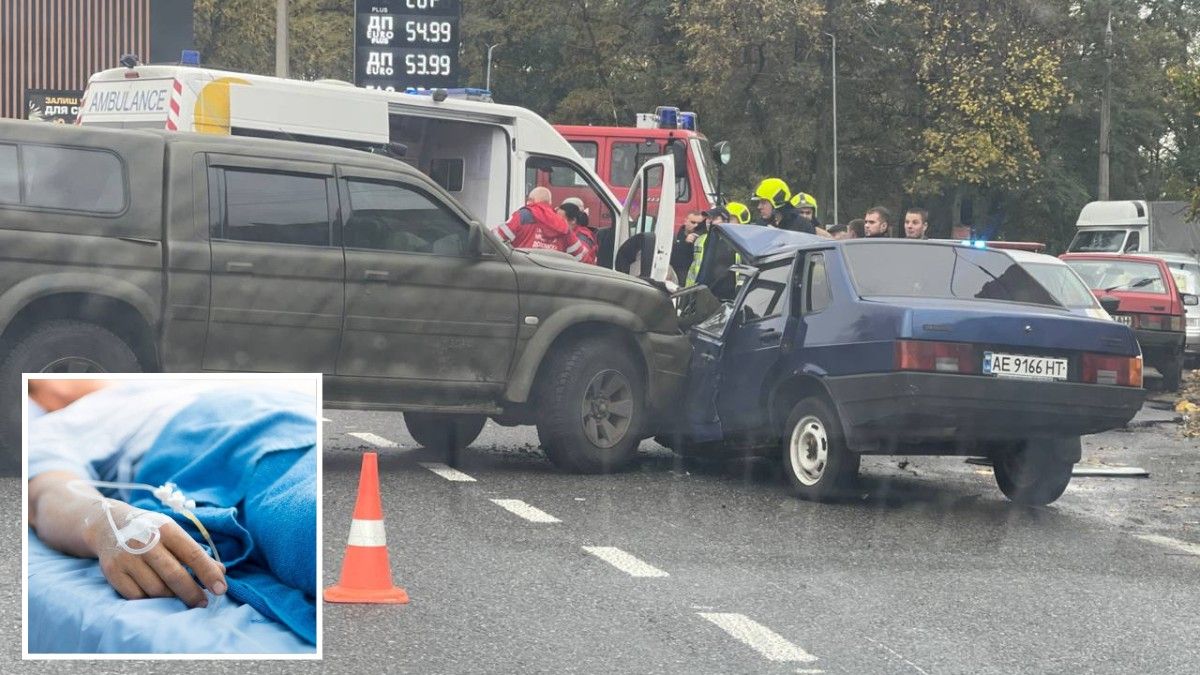 У Дніпрі на Лисиченко зіштовхнулись Mitsubishi та ВАЗ: постраждав 34-річний чоловік