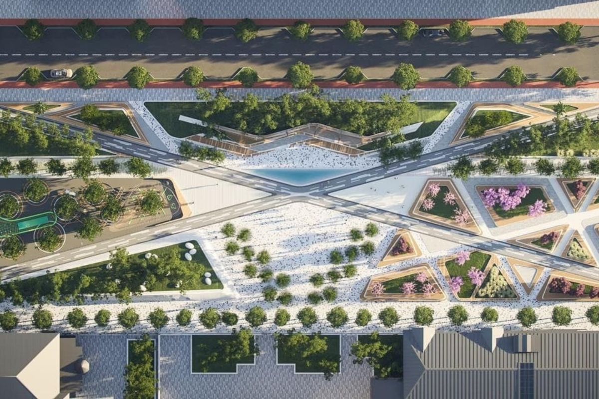 Рендер того, как должна выглядеть Успенская площадь после реконструкции. Июнь 2021