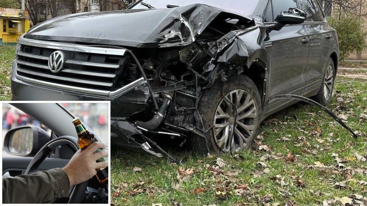 В Кривом Роге в комендантский час пьяный водитель Volkswagen пытался убежать от полиции и врезался в столб.