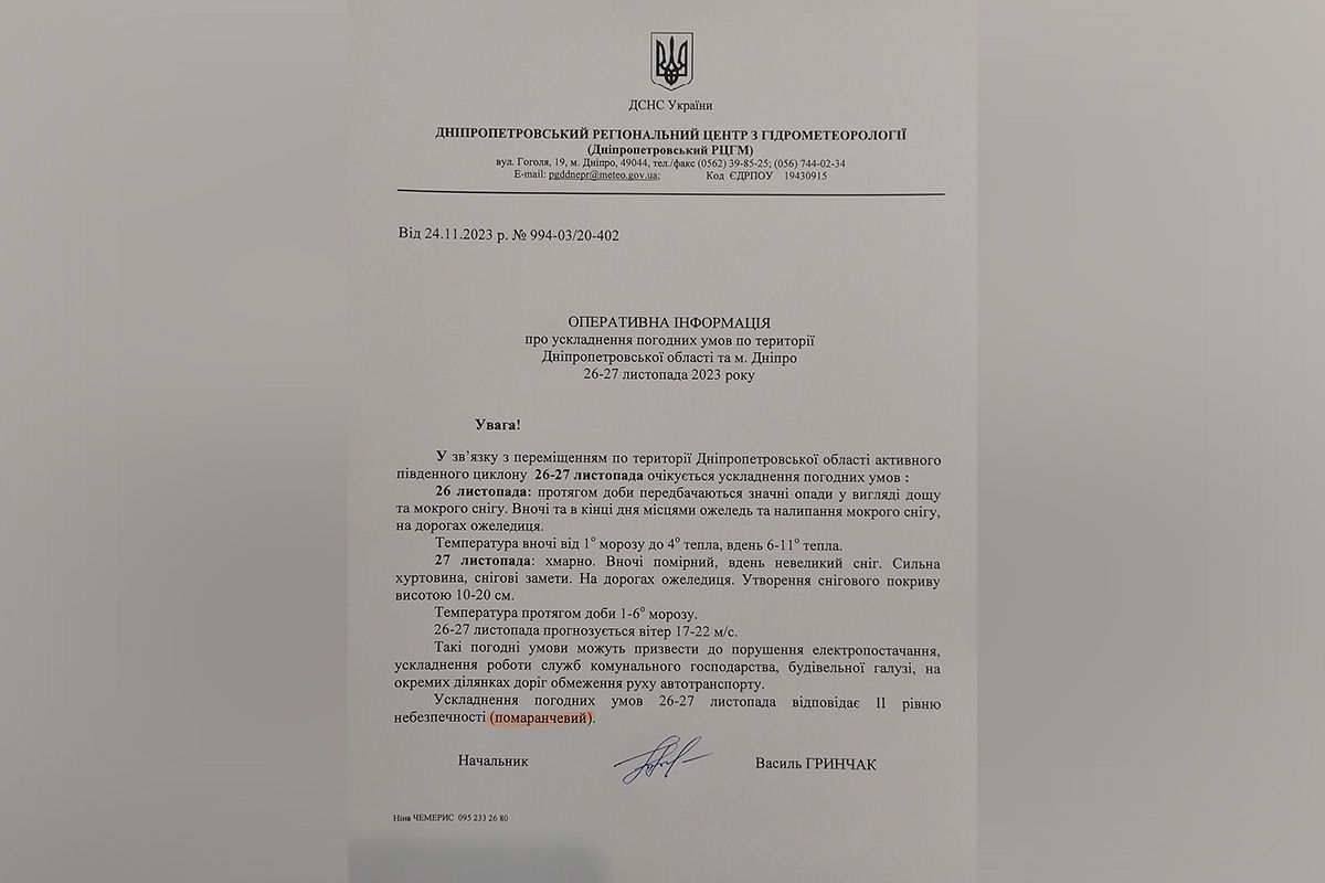 Попередження про погіршення погодних умов Попередження про погіршення погодних умов