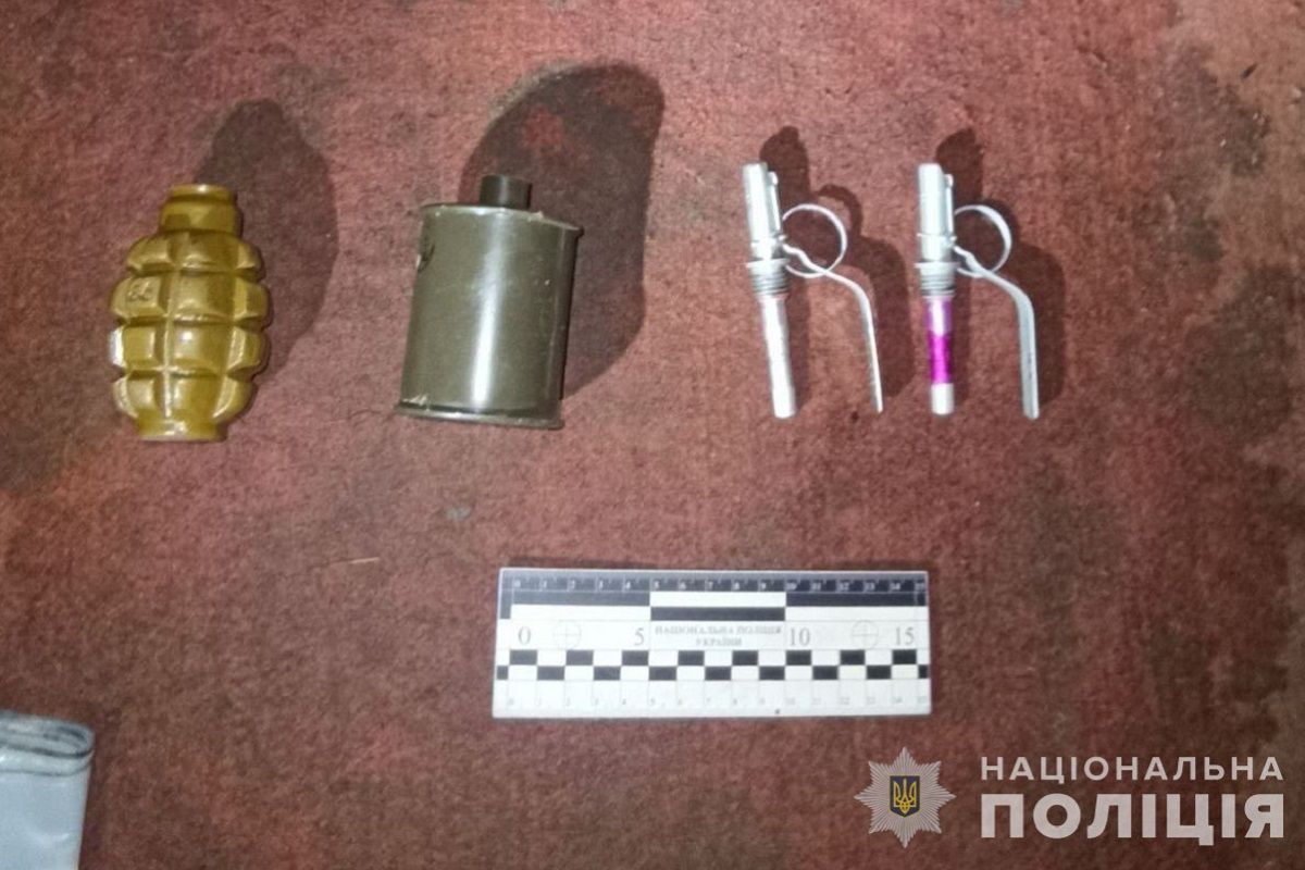 Вилучені гранати та димові шашки Вилучені гранати та димові шашки