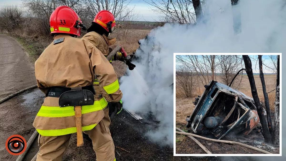 Тіло водія знайшли в салоні: у Дніпропетровській області ВАЗ врізався в дерево, перекинувся і спалахнув