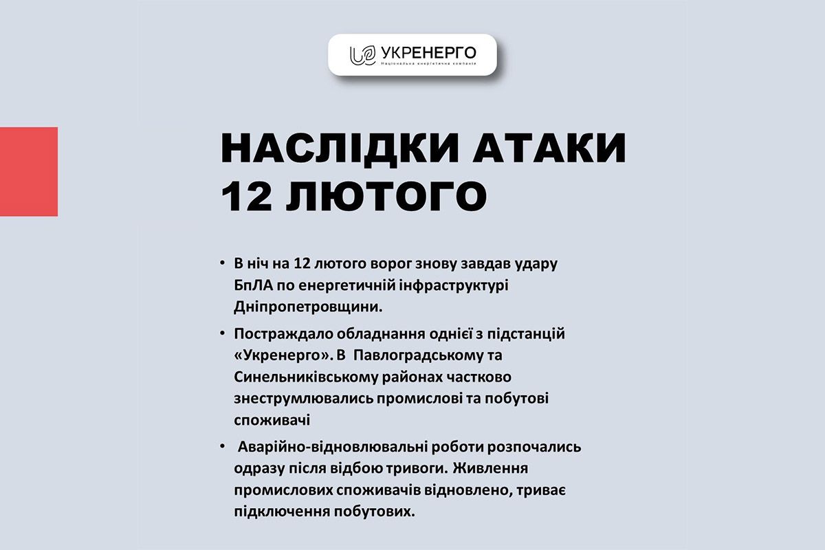 Енергетики працюють над ліквідацією наслідків