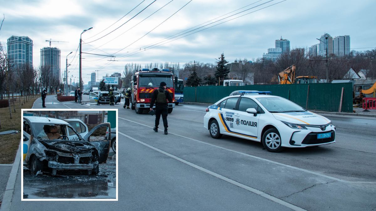 У Дніпрі на Набережній Перемоги під час руху загорівся Renault служби таксі Uklon: подробиці