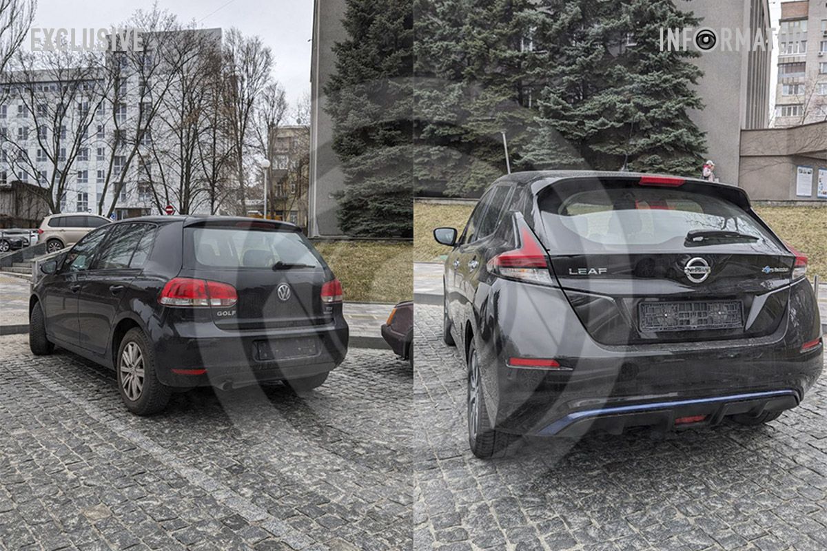 Volkswagen та Nissan на площі Шевченка, перед Соборною райрадою Volkswagen та Nissan на площі Шевченка, перед Соборною райрадою