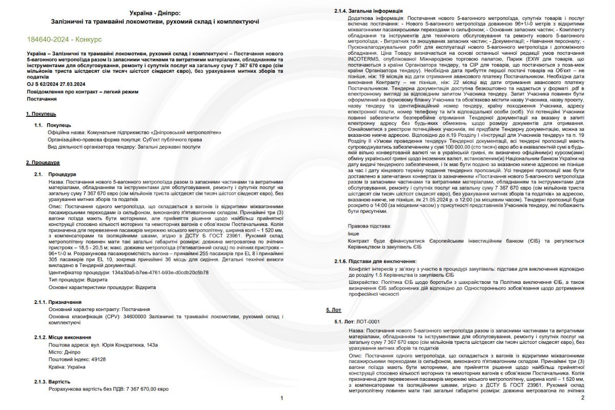 Техническое задание на закупку