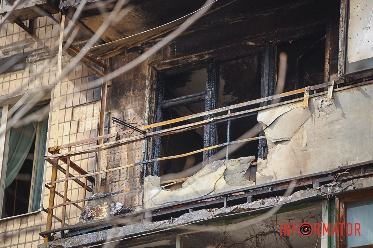 Пожар на Слобожанском проспекте в Днепре