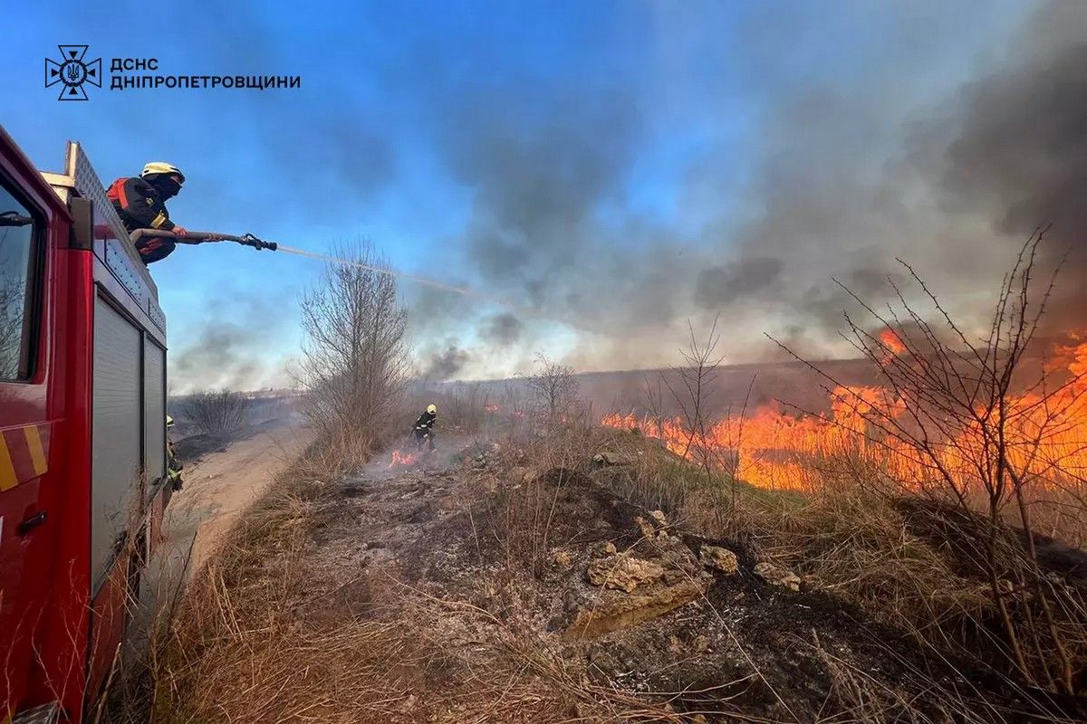 Масштабный пожар в экосистеме в Днепровском районе Масштабный пожар в экосистеме в Днепровском районе