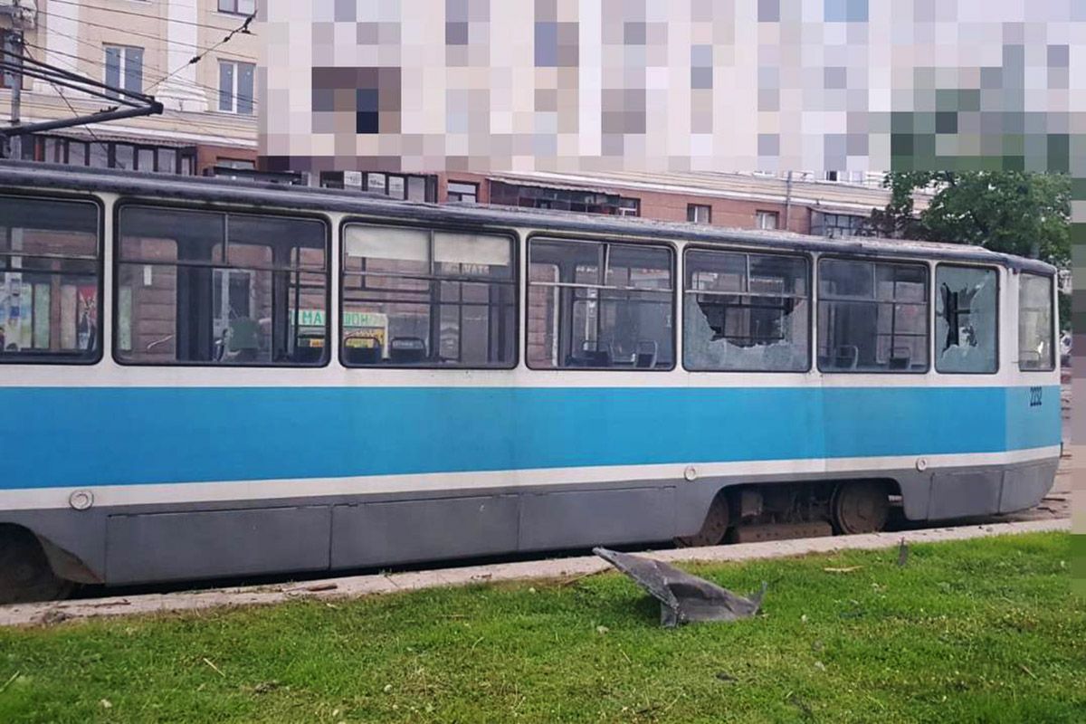 Пошкоджений трамвай №18 Пошкоджений трамвай №18