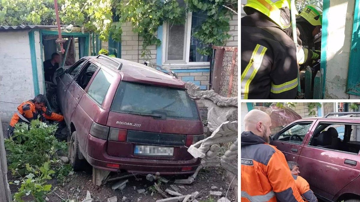 В Днепропетровской области ВАЗ врезался в забор частного дома и повредил газовую трубу