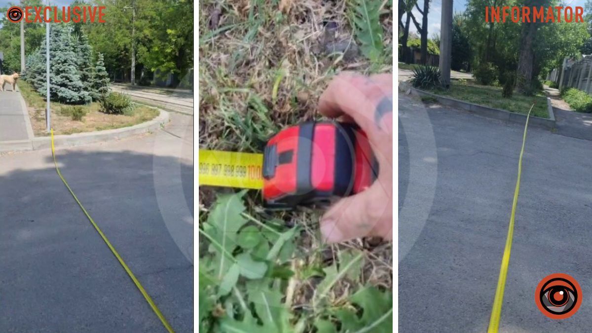 Вимірювання відстані між стовпом та знаком Вимірювання відстані між стовпом та знаком