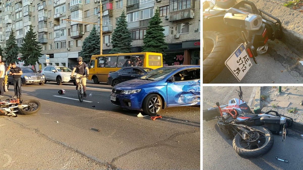 У Дніпрі на Січеславській Набережній зіштовхнулись Kia та мотоцикліст: постраждав чоловік