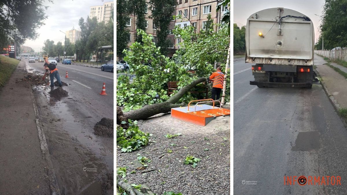 Поваленные деревья, обрывы проводов и намывы на дорогах: последствия непогоды в Днепре