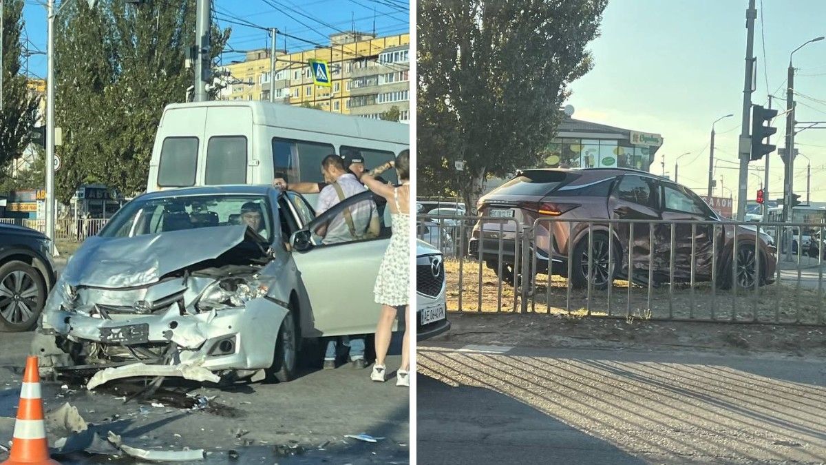 У Дніпрі на Донецькому шосе зіштовхнулись Lexus та Toyota: відео моменту
