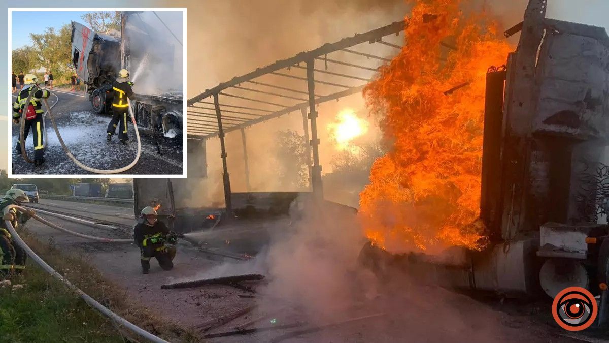 У Дніпропетровській області на трасі спалахнула вантажівка з причепом