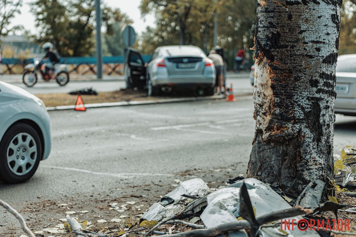 У Дніпрі на Набережній Перемоги Honda влетіла у дерево 5