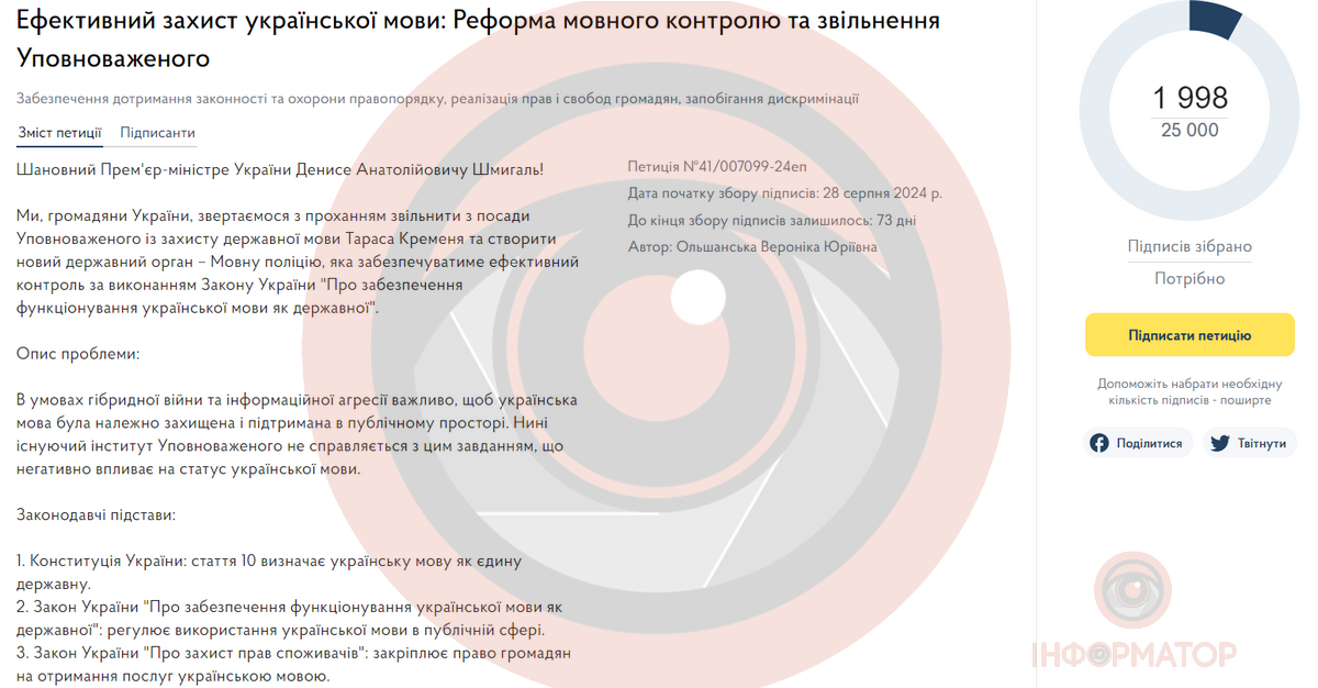 Текст петиции