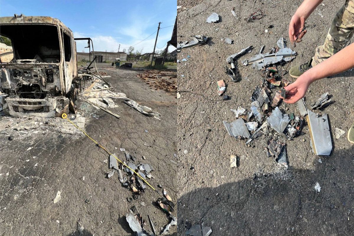 Последствия атаки и обломки снарядов Последствия атаки и обломки снарядов