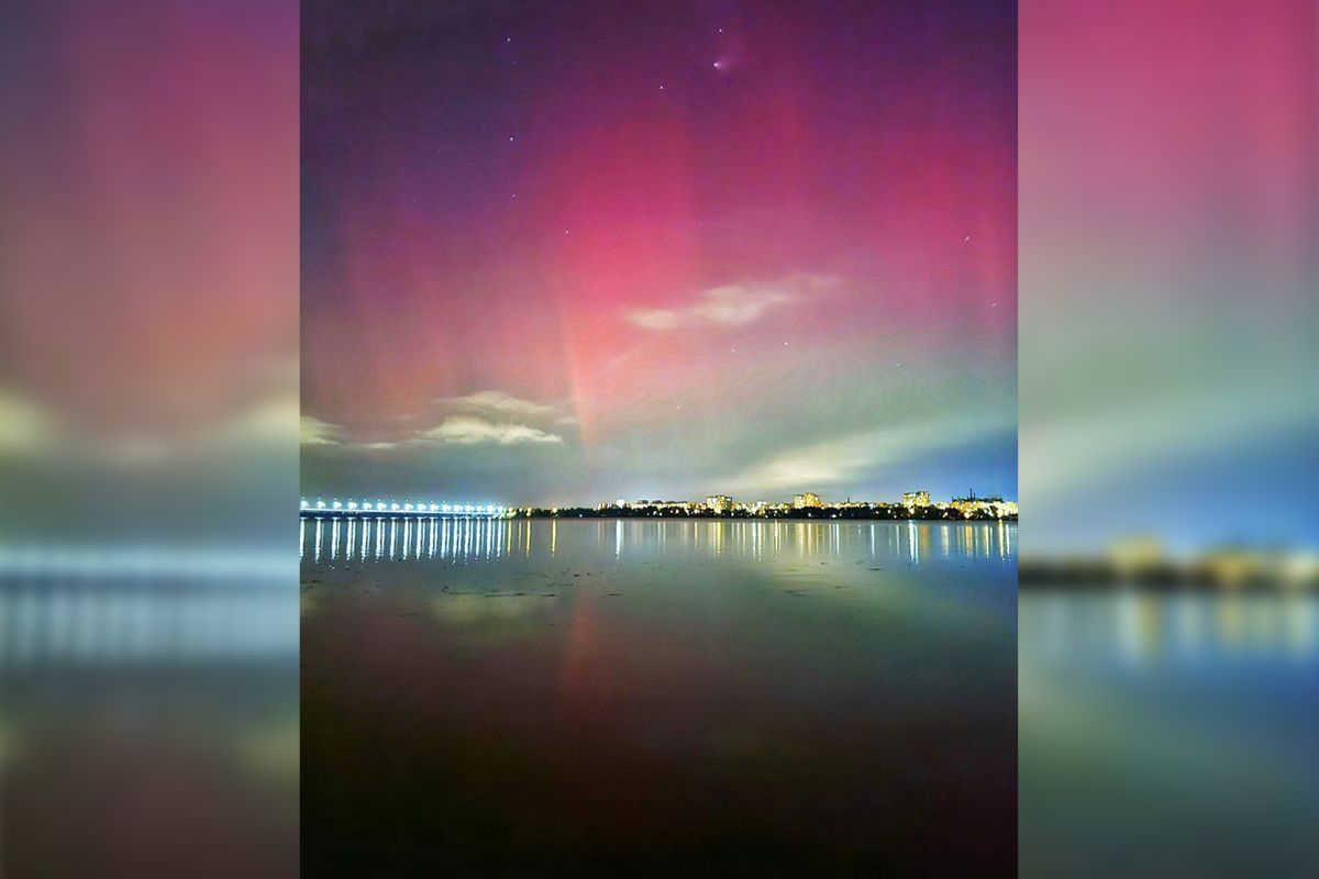 Космическая красота: в небе над Днепром увидели северное сияние 2