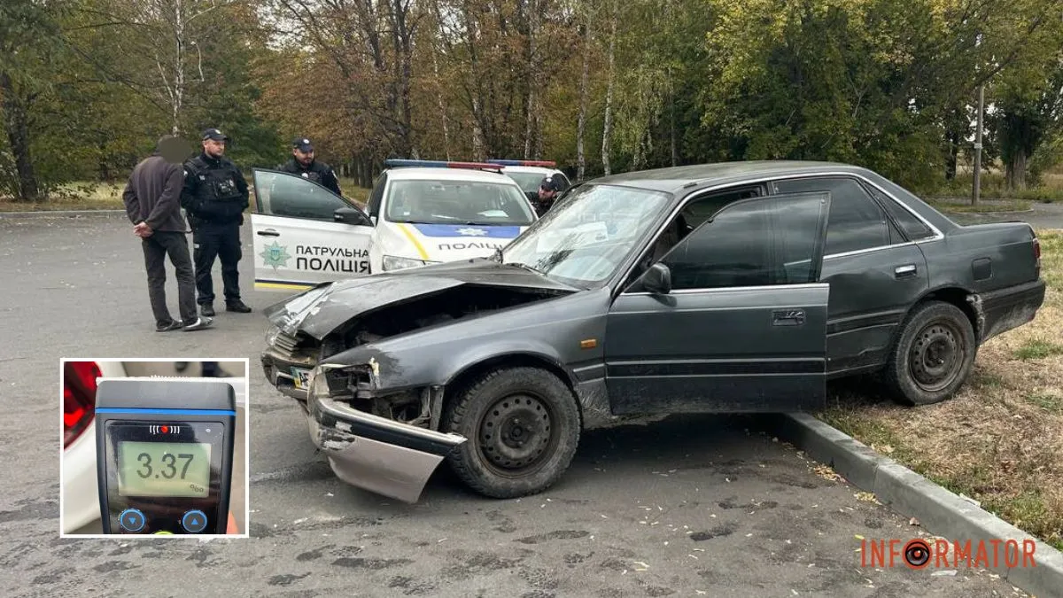 Пьяный и без прав: водитель Mazda врезался в шлагбаум возле больницы в Днепре