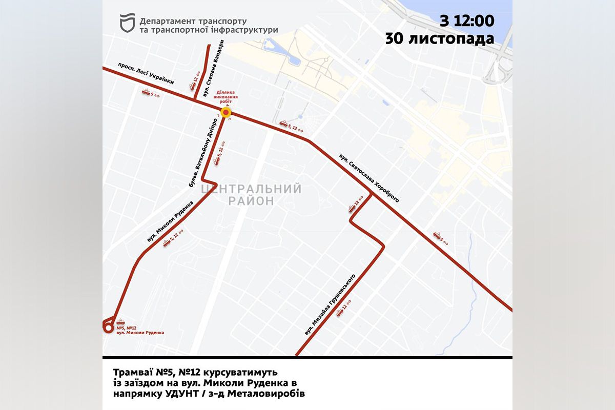 Усі вагони трамваїв №5 та №12 будуть забезпечені одноденними проїзними квітками