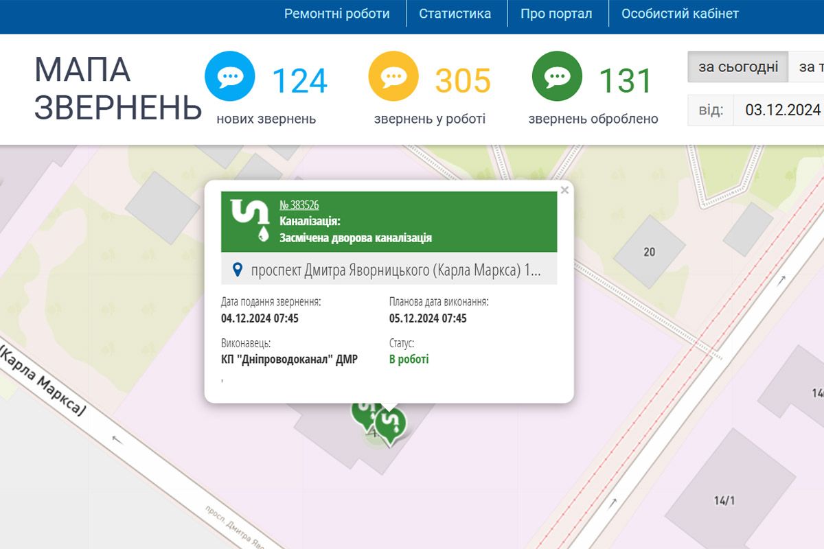 Вода затапливает укрытие: в Днепре на проспекте Яворницкого на тротуаре возле школы под грузовиком провалился асфальт 1
