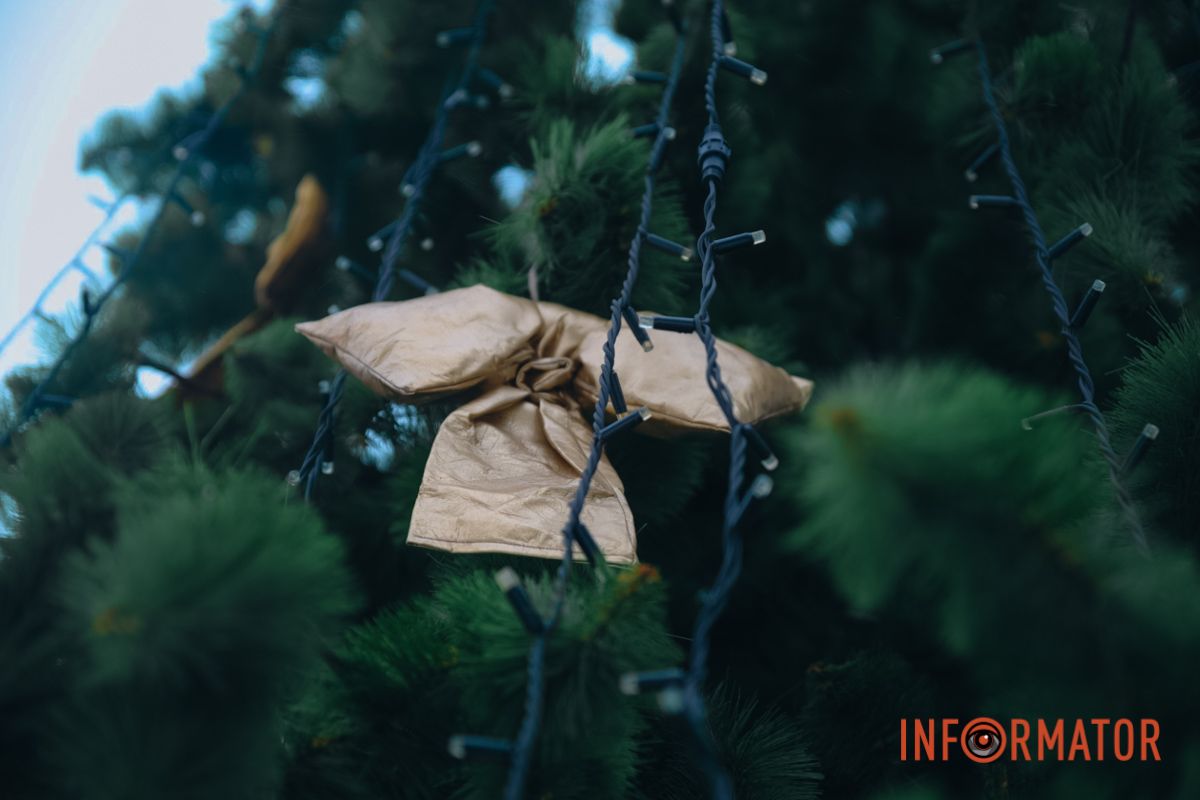 У Дніпрі у сквері на Західному прикрасили новорічну ялинку: як вона виглядає 10