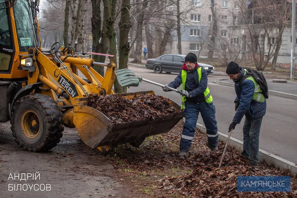 Роботи з прибирання листя виконали на 80 відсотків Прибирання листя, «латання» ям та освітлення переходів: у Кам’янському готуються до Нового Року 5