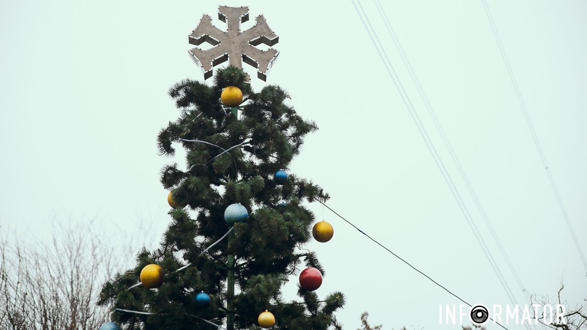 В Днепре в Новокодакском парке установили новогоднюю елку и торжественно ее открыли