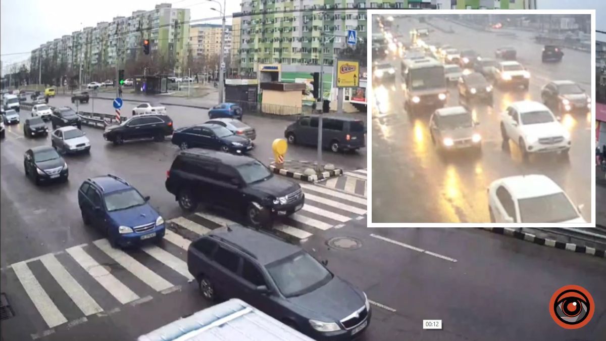 Видео бессмысленных ДТП: в Днепре на Слобожанском проспекте образовалась километровая пробка