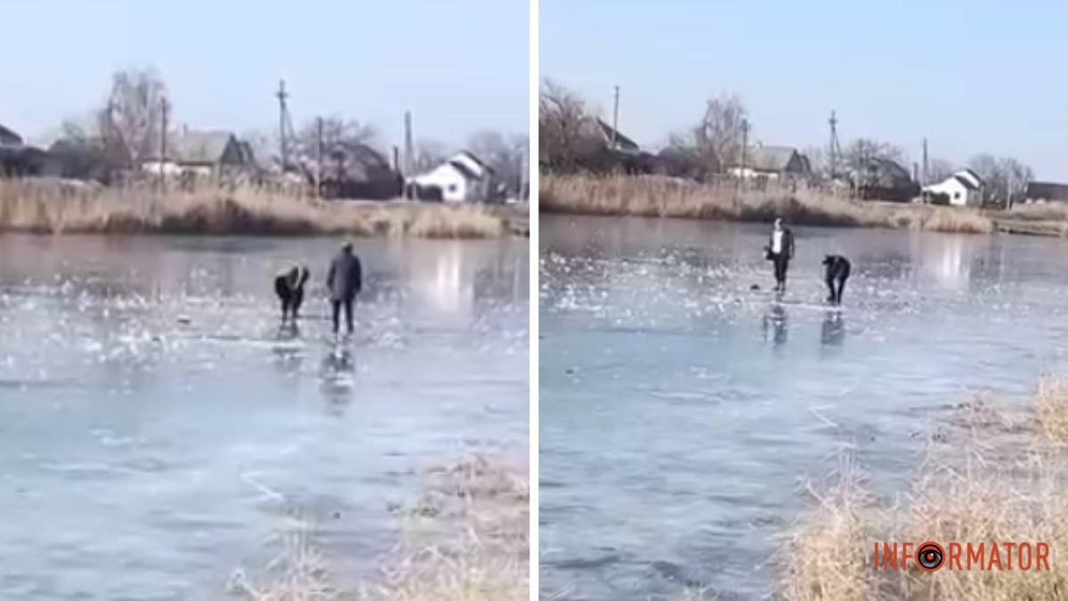 В Днепре на Курином озере дети бродили по тонкому льду