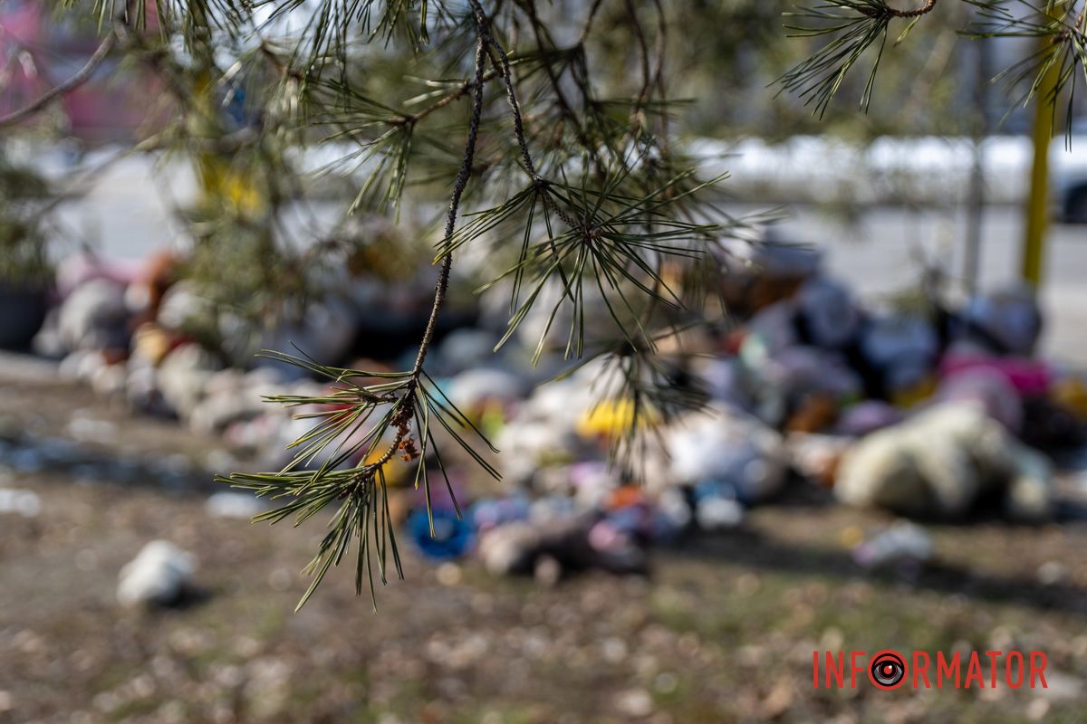Розкидані іграшки та знівечені квіти на зупинці Розкидані іграшки та знівечені квіти на зупинці