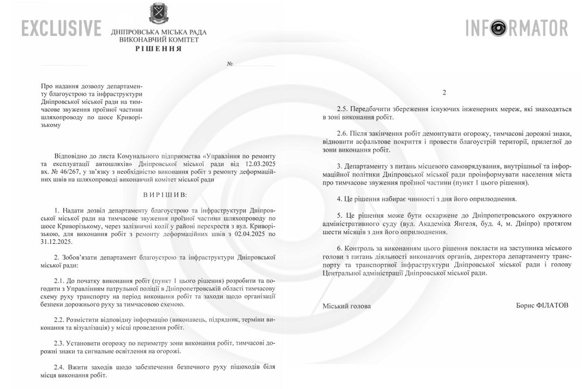 Проєкт рішення виконкому Дніпровської міської ради Проєкт рішення виконкому Дніпровської міської ради